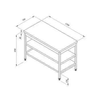 Öztiryakiler Çalışma Tezgahı Ara Raflı Sırtsız 120*70