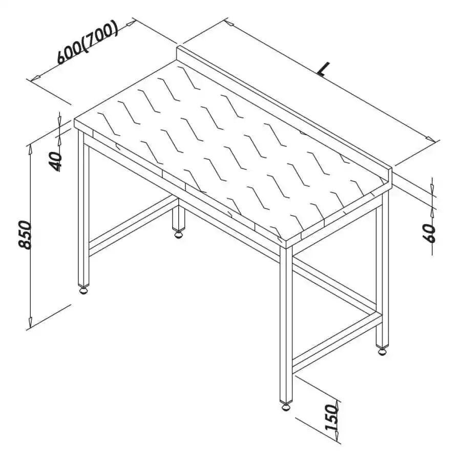 Öztiryakiler Çalışma Tezgahı Polietilen Tablalı Taban Rafsız 190x70 Cm