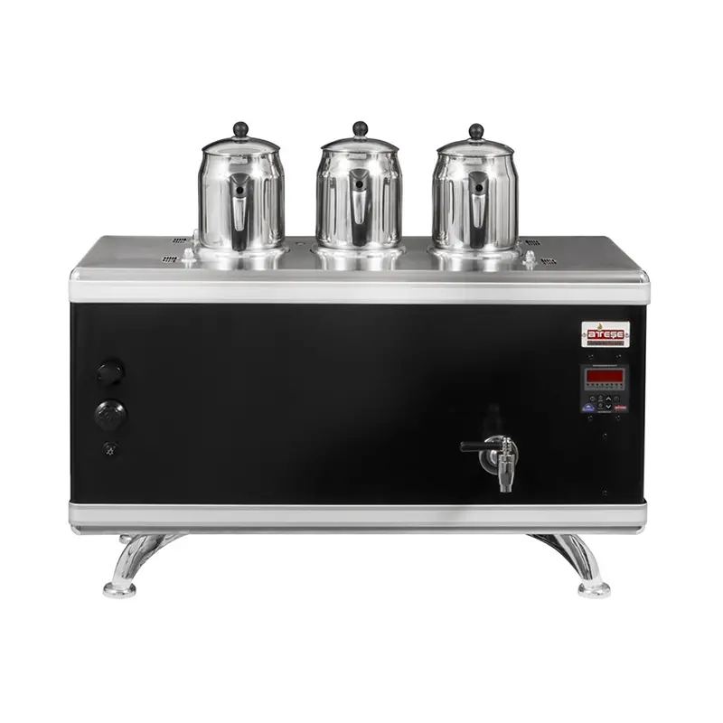 Ateşe Titanium Compact Akıllı Gazlı Elektrikli Statik 3 Demlikli Çay Kazanı, 34 Litre