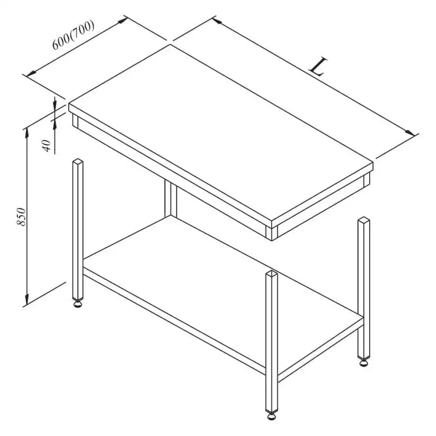 Öztiryakiler Çalışma Tezgahı Taban Raflı Sırtsız Demonte 60x60x85 Cm