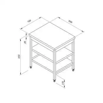 Öztiryakiler Çalışma Tezgahı Ara Raflı Sırtsız 60*70