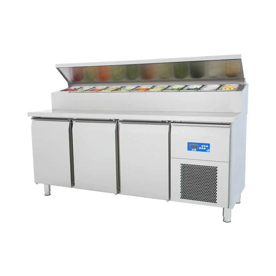 Öztiryakiler 3 Kapılı Tezgah Tip Buzdolabı Pizza Hazırlık Tablalı 188x70 Cm 457 Lt
