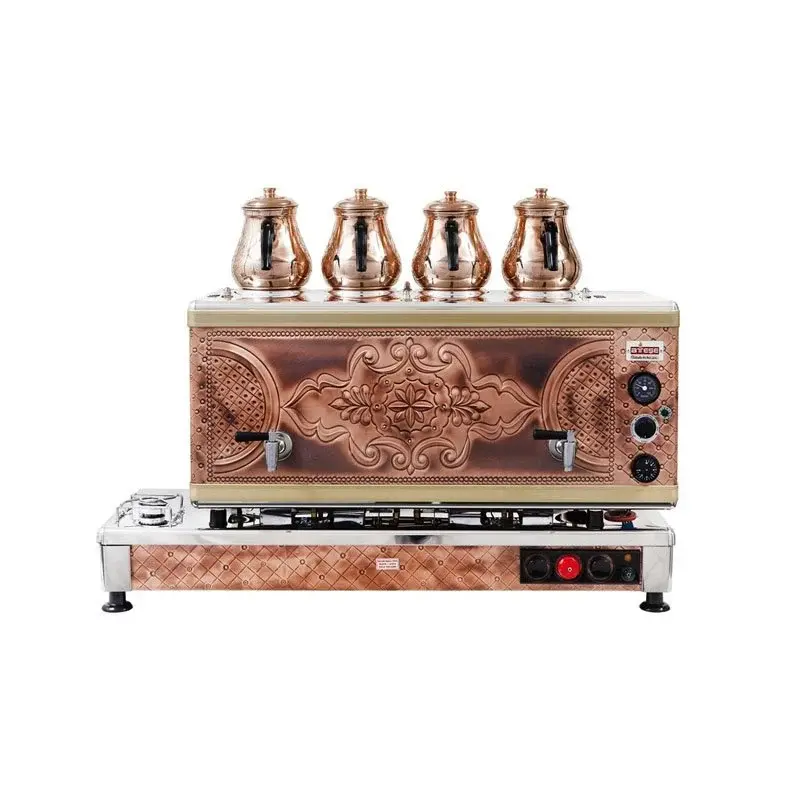 Ateşe Silver Otomatik Gazlı Elektrikli Bakır 4 Demlikli Çay Kazanı, 45 Litre