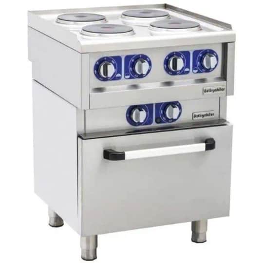 Öztiryakiler 600 Seri Kuzine Fırınlı Elektrikli 4 Yuvarlak Plate 60x60x85