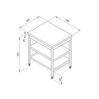 Öztiryakiler Çalışma Tezgahı Ara Raflı Sırtsız 60*60
