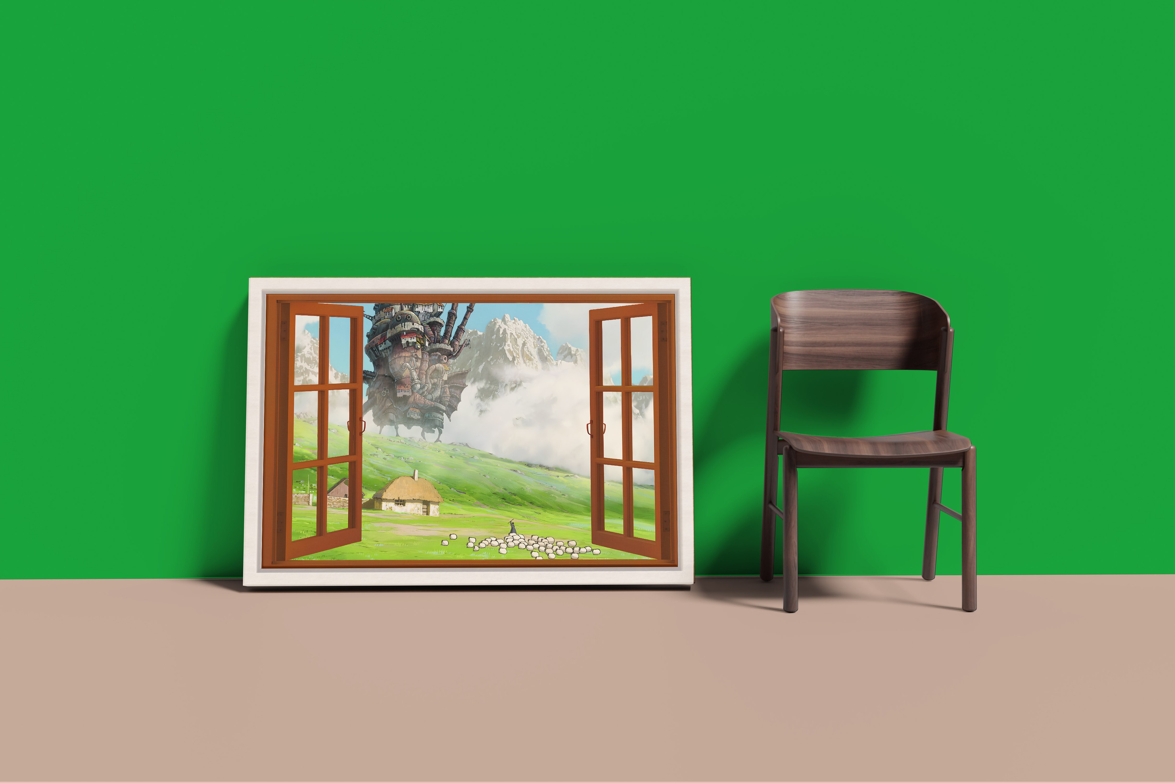 Generic Open Window Anime Howl Moving Castle Posters for Wall Decor | Canvas Wall Art for Living Room Decor | Museum Window Wall Art Howl's