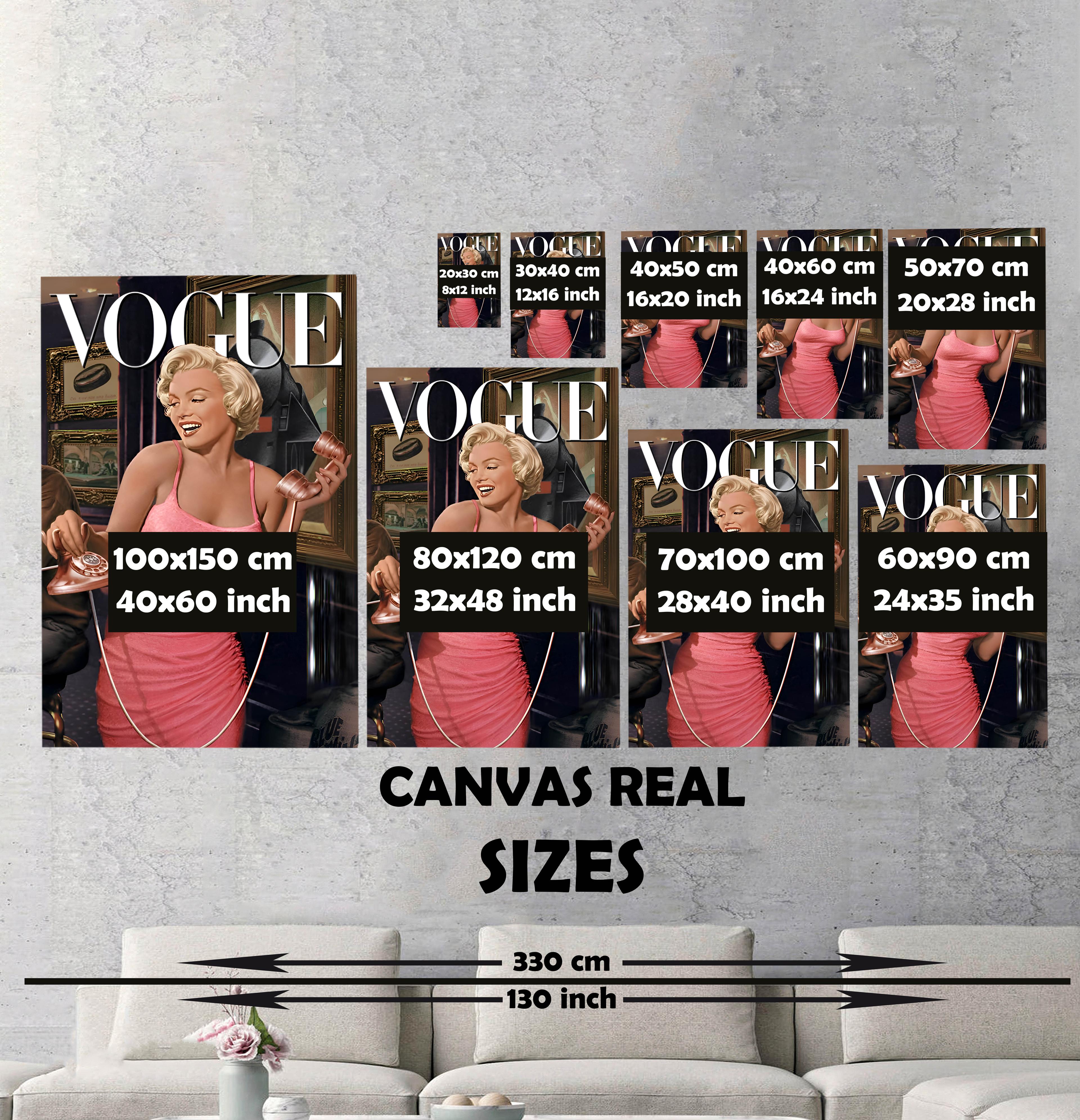 Modern Fashion Magazine Canvas Art | Marilyn Monroe Canvas | Vogue Inspired Decor | Chic Fashion Magazine Wall Art Canvas Print | Trendy Cover Poster | Glamorous Art for Home Decor Model 169