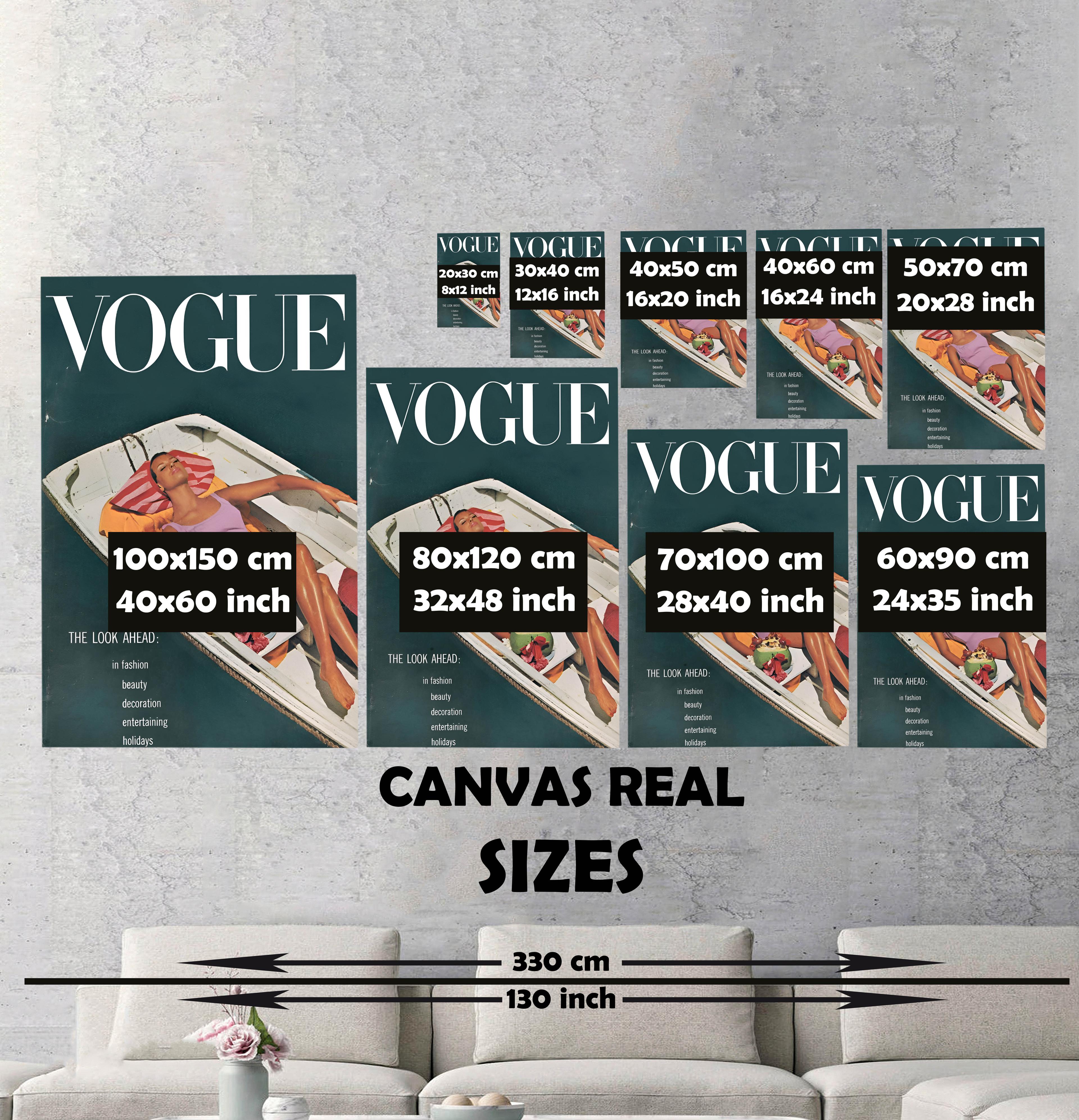 Vogue Cover Canvas Print | Fashion Magazine Canvas Print | Vogue Fashion Canvas Frame | Girls Room Decor | Vintage Fashion Art | Luxury Fashion Art Model 191