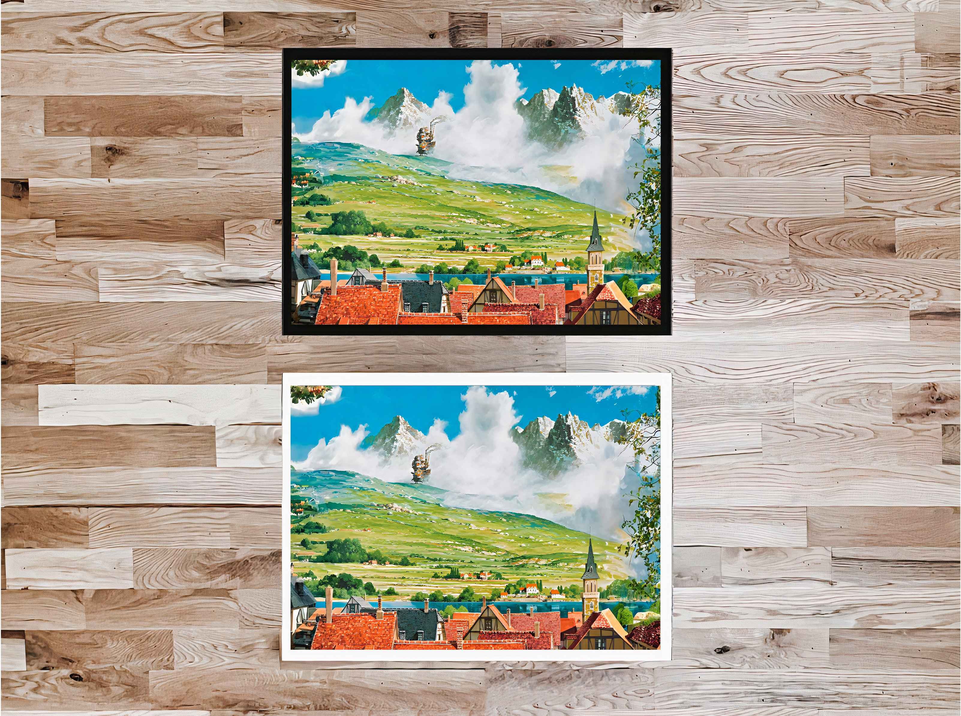 Hayao Miyazaki Howl's Canvas Print | Anime Canvas Art | Howl's Moving Castle Canvas Frame | Howl's Moving Castle Canvas