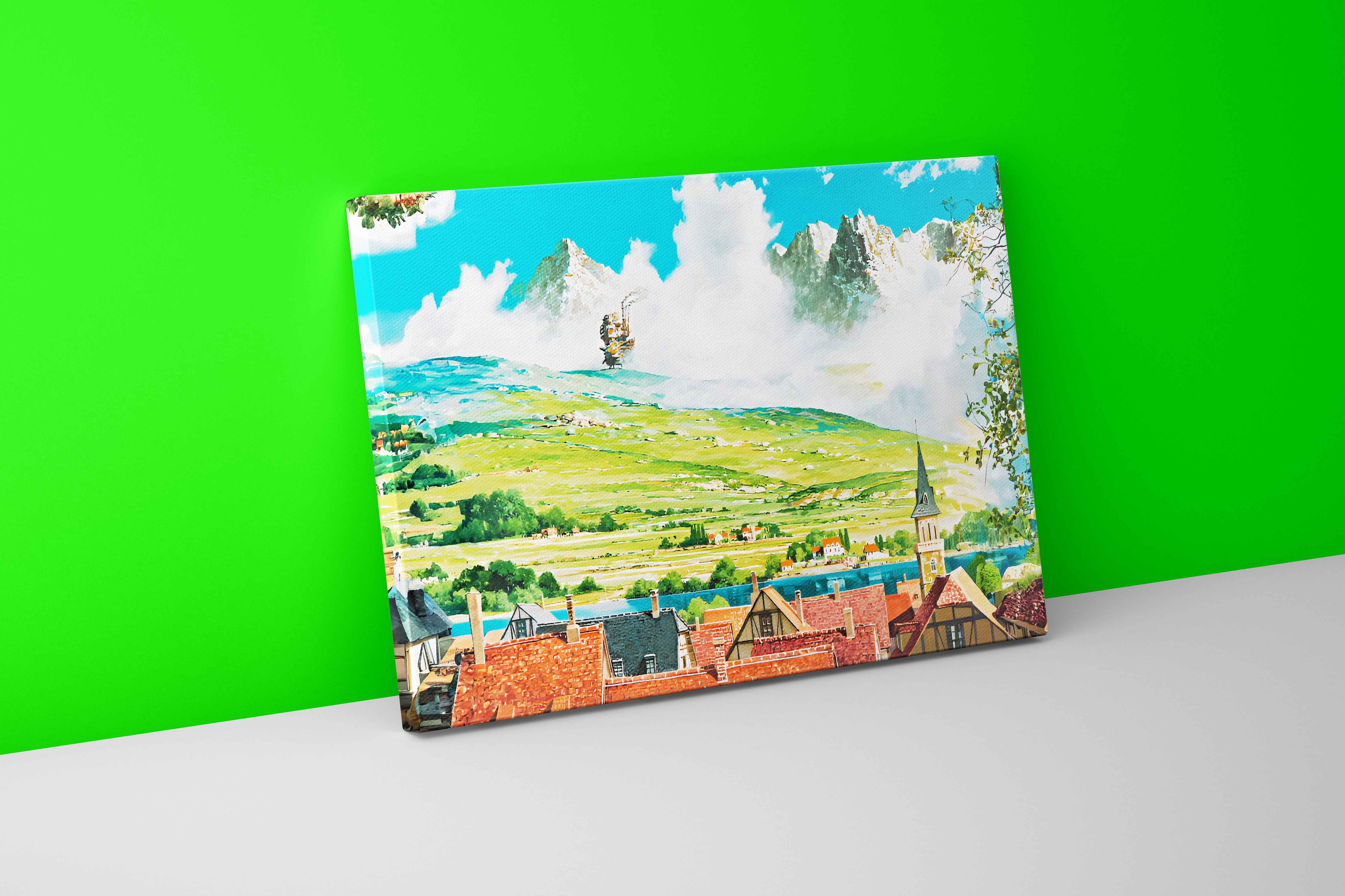 Hayao Miyazaki Howl's Canvas Print | Anime Canvas Art | Howl's Moving Castle Canvas Frame | Howl's Moving Castle Canvas