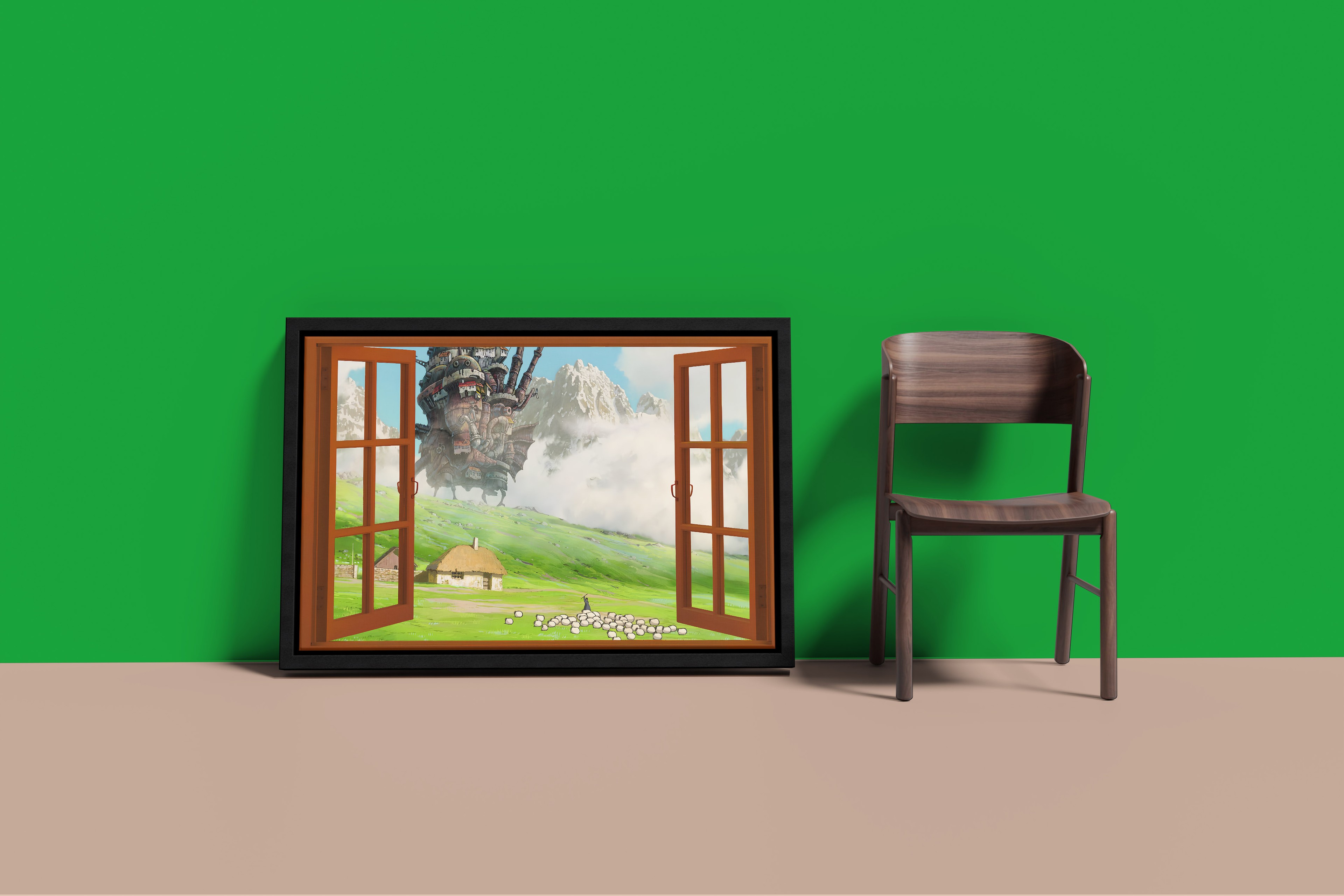 Generic Open Window Anime Howl Moving Castle Posters for Wall Decor | Canvas Wall Art for Living Room Decor | Museum Window Wall Art Howl's