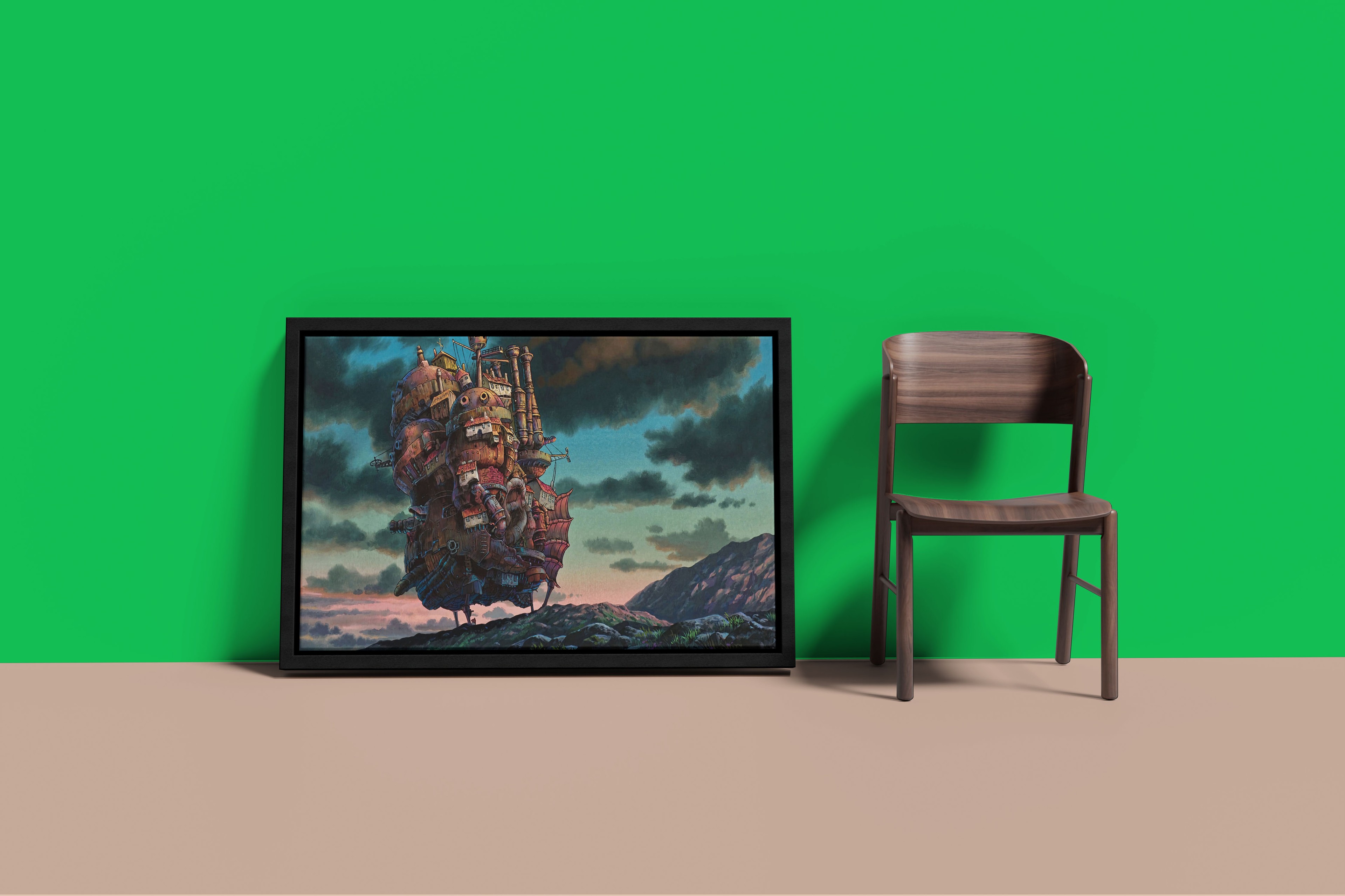 Howl's Moving Castle Canvas Print | Anime Canvas Art | Studio Ghibli Canvas Frame | Howl's Moving Castle Canvas