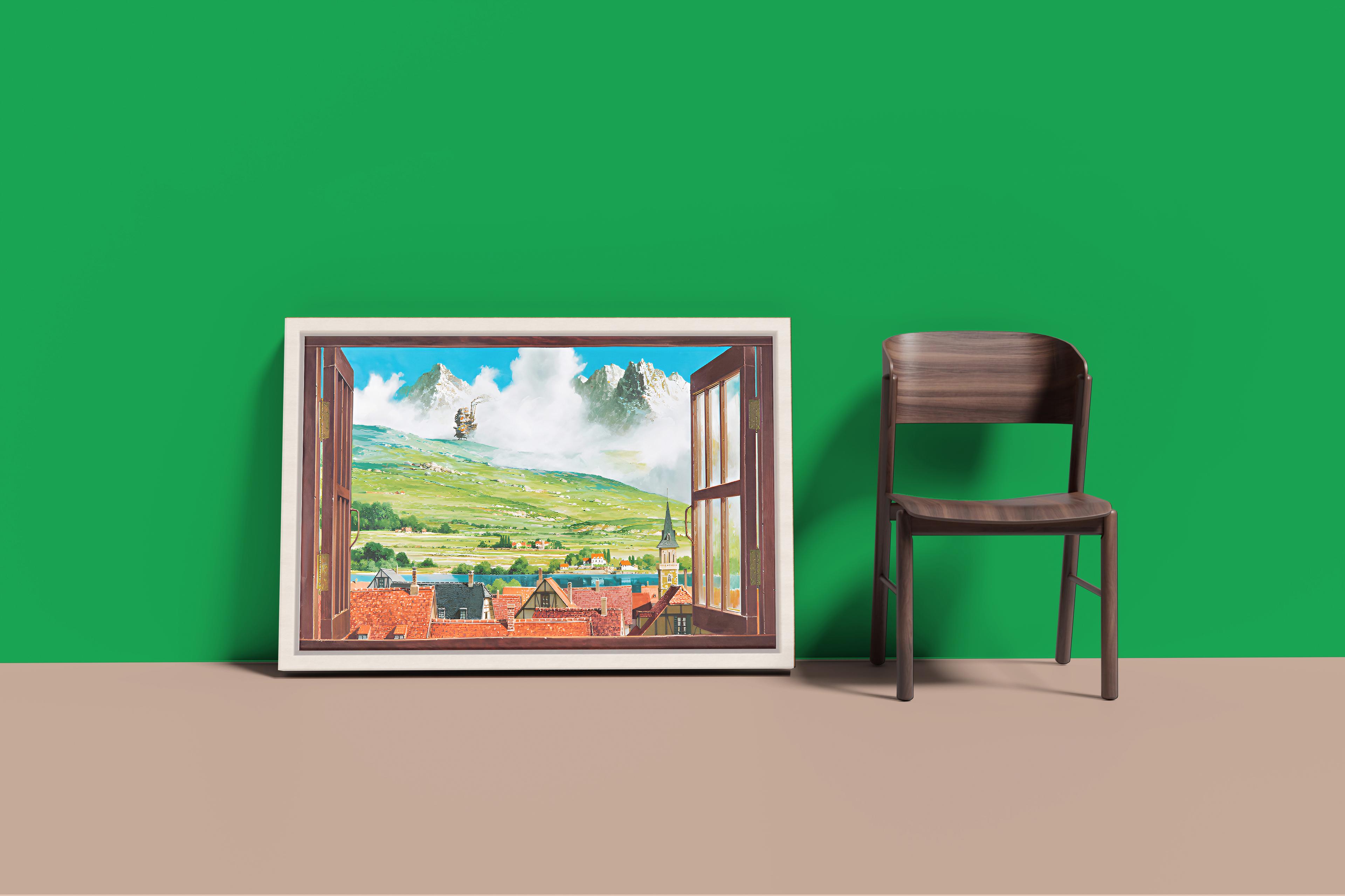 Open Window Anime Print Inspired by Howl's Moving Castle | Canvas Artwork for Living Room Decoration | Museum-Inspired Window Wall Art