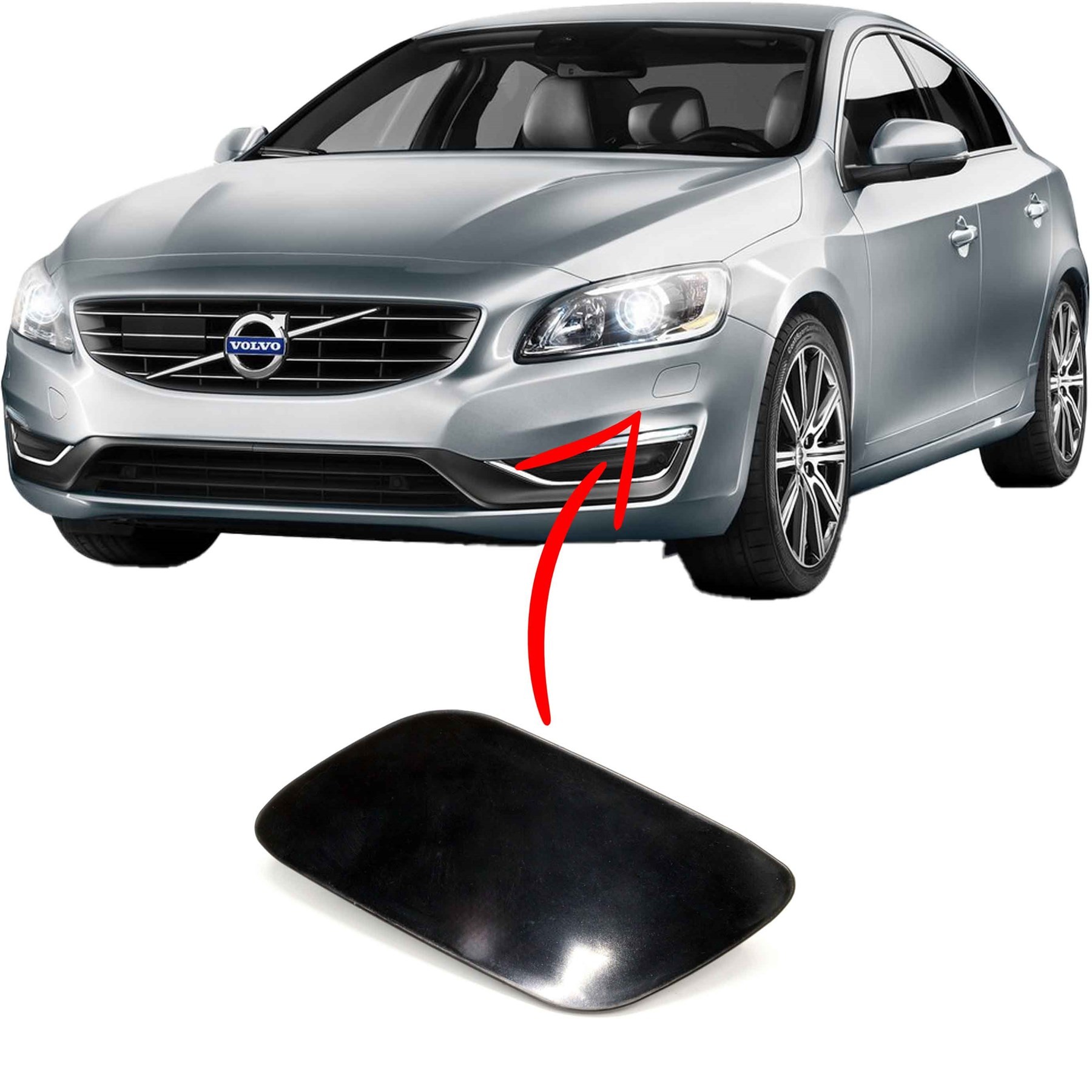 Volvo S60 V60 Ön Tampon Sol Far Yıkama Fıskiye Kapağı 2014 2018