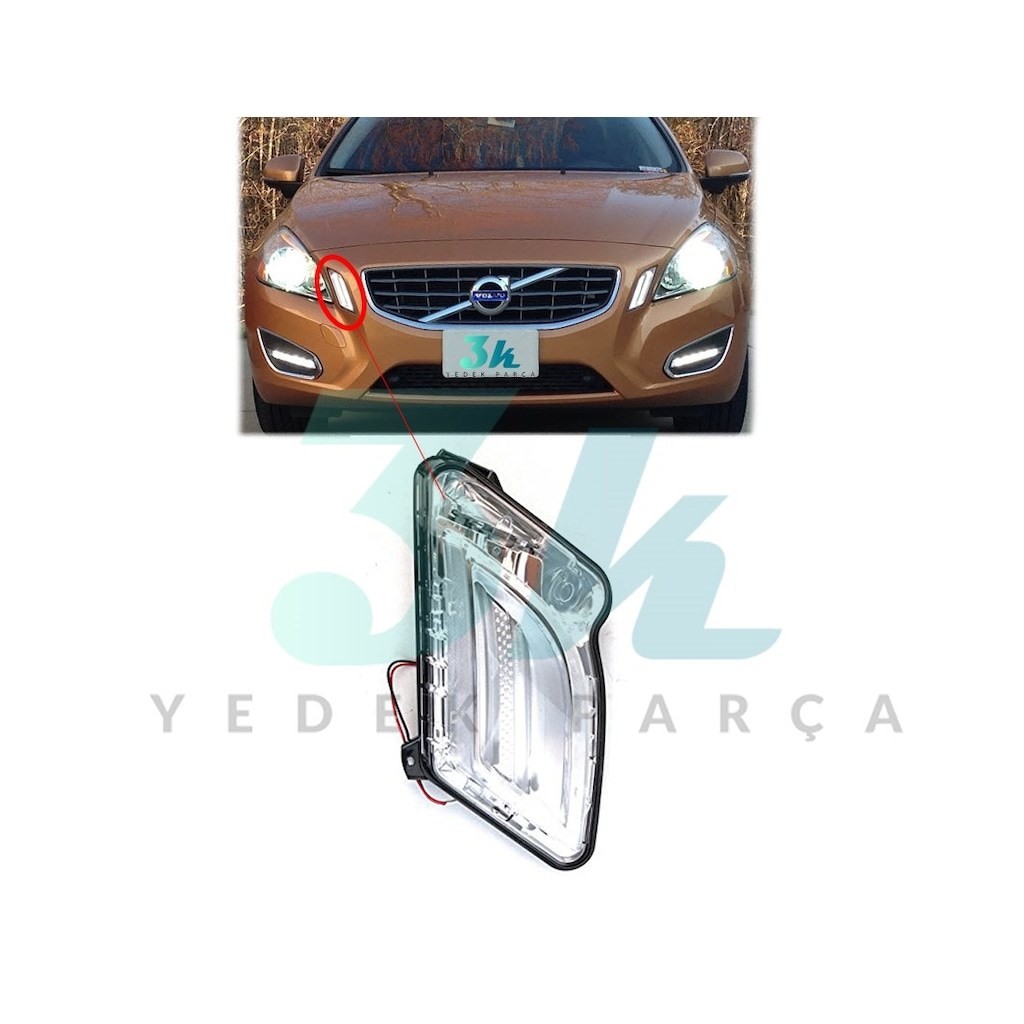 Volvo S60 V60 Sağ Gündüz Ledi 2011 2012 2013 Sis Lambası