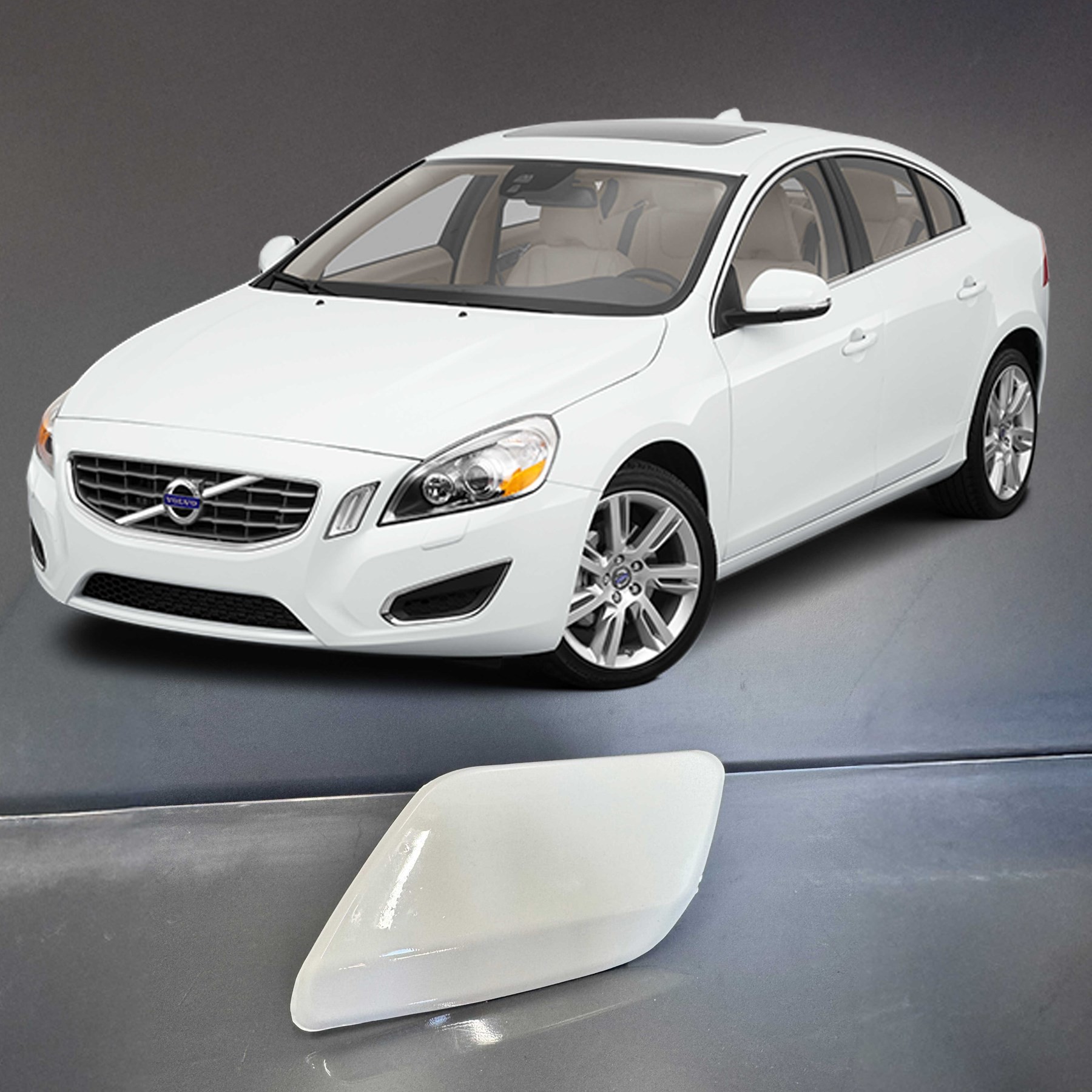 Volvo S60 V60 Sol Far Yıkama Kapağı Beyaz 2011 2012 2013