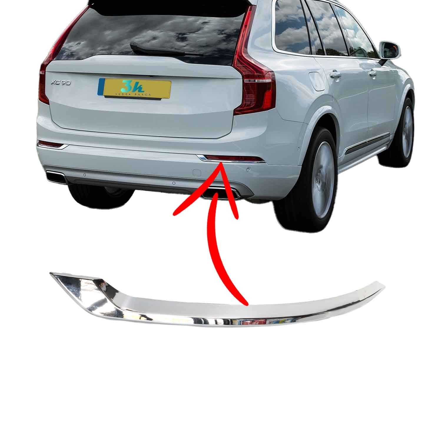 Volvo Xc90 Arka Tampon Reflektör Krom Nikelaj Çıtası 2016-2019 Sağ