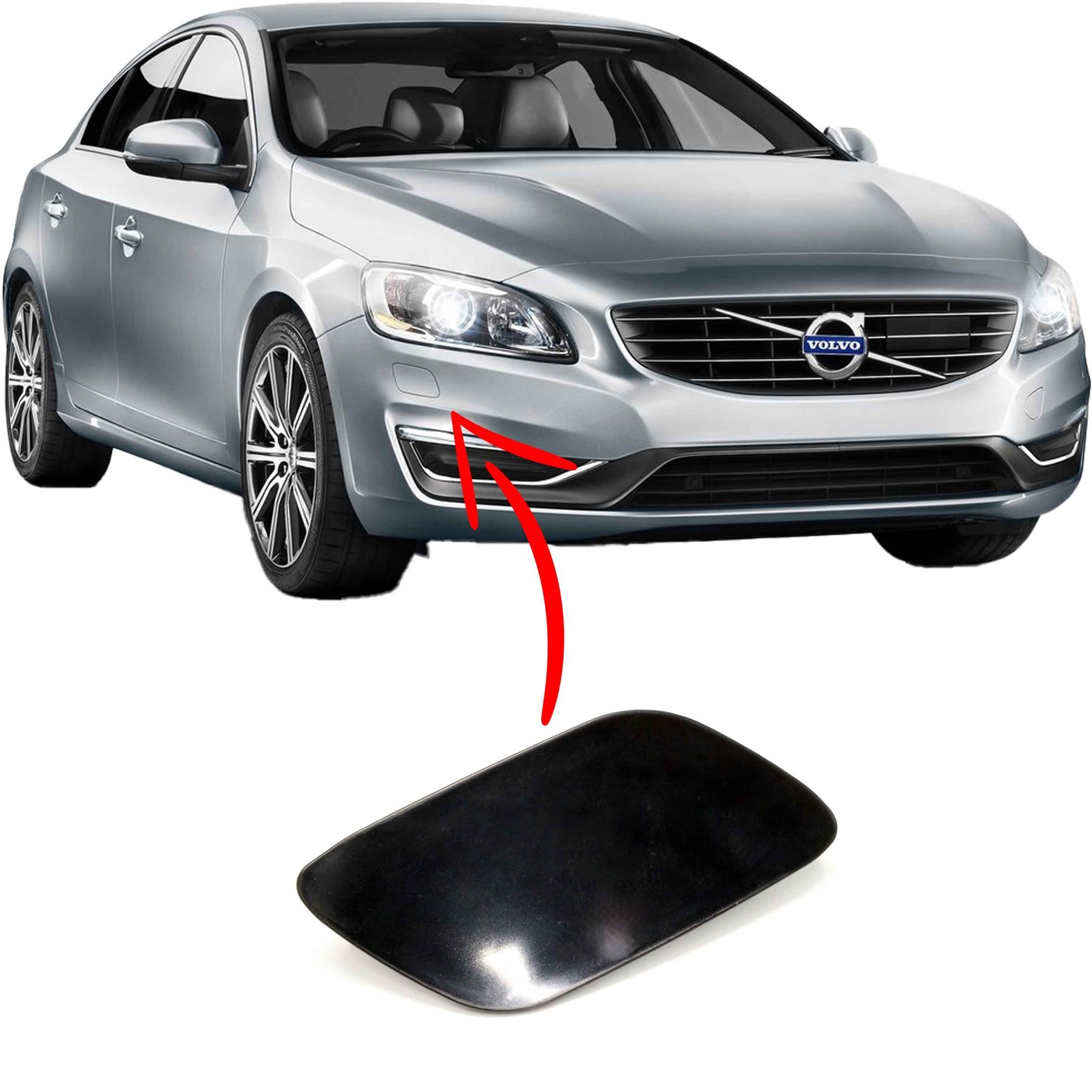 Volvo S60 V60 Ön Tampon Sağ Far Yıkama Fıskiye Kapağı 2014 2018