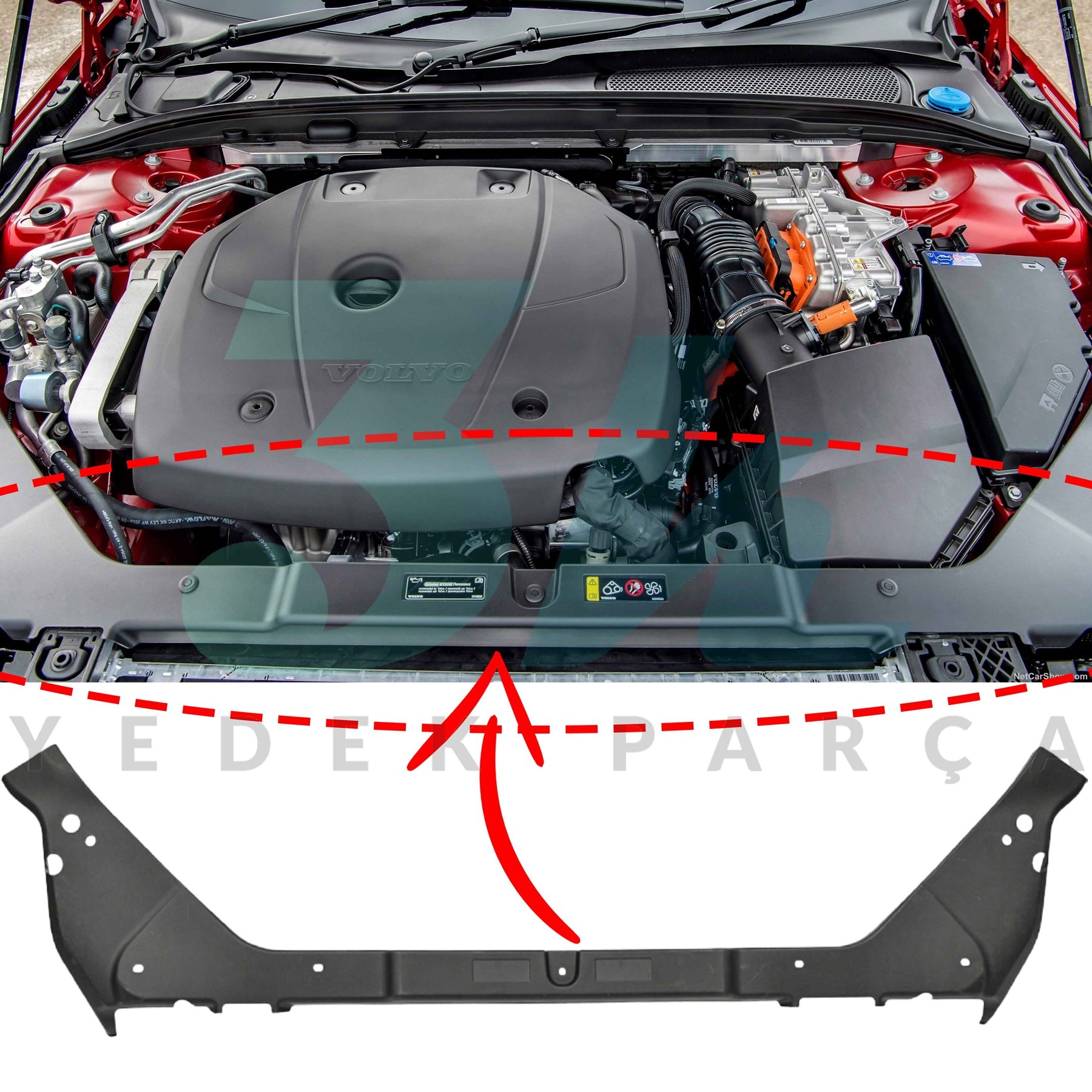 Volvo S60 V60 Ön Tampon  Panel Üst Kaplaması Plastiği 32277308 2019-2025