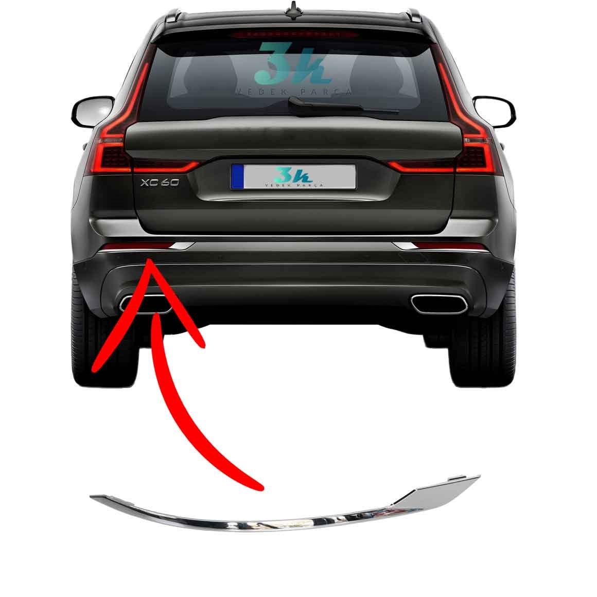 Volvo Xc60 Arka Tampon Krom Çıtası 2018-2025 Sol