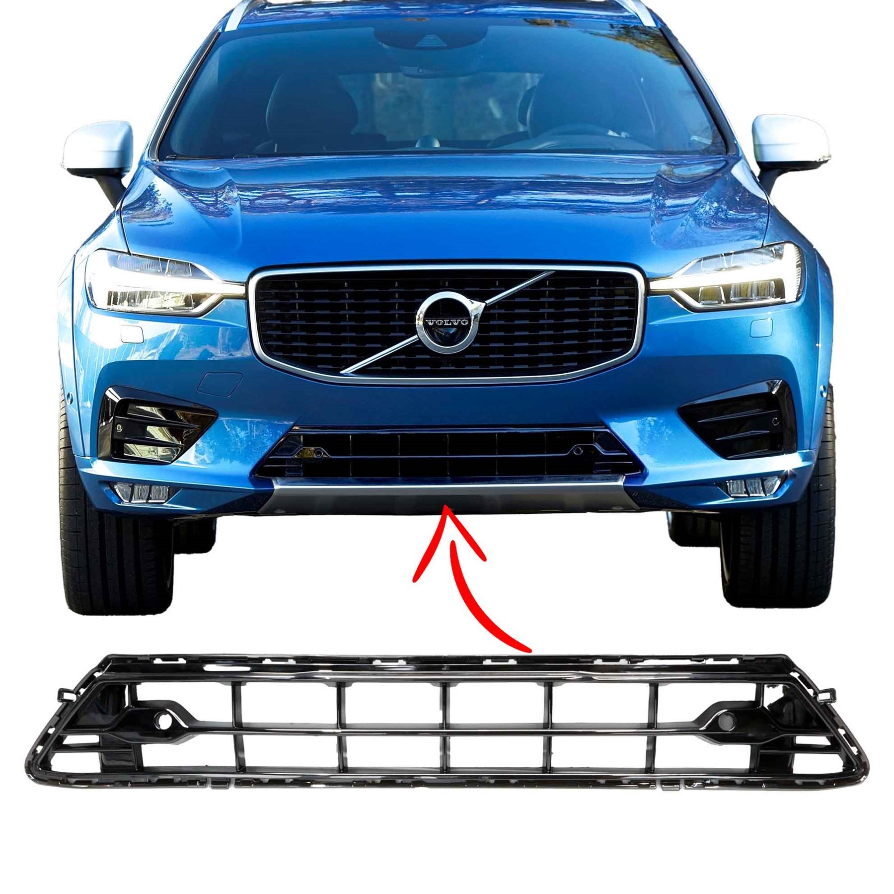Volvo Xc60 Ön Tampon Alt Izgara R Design Sports Model Piano Black