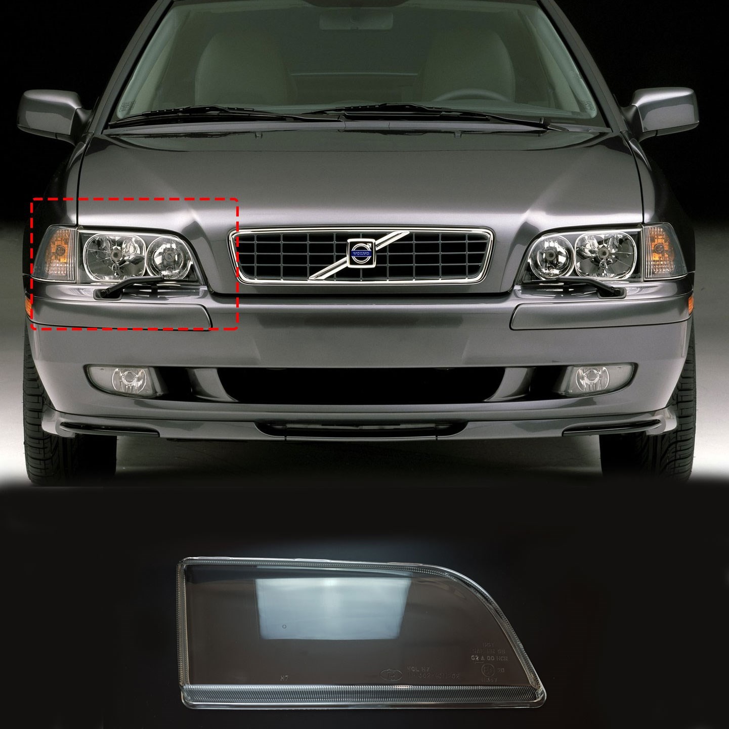 Volvo S40 V40 Sağ Far Camı 1998 2004