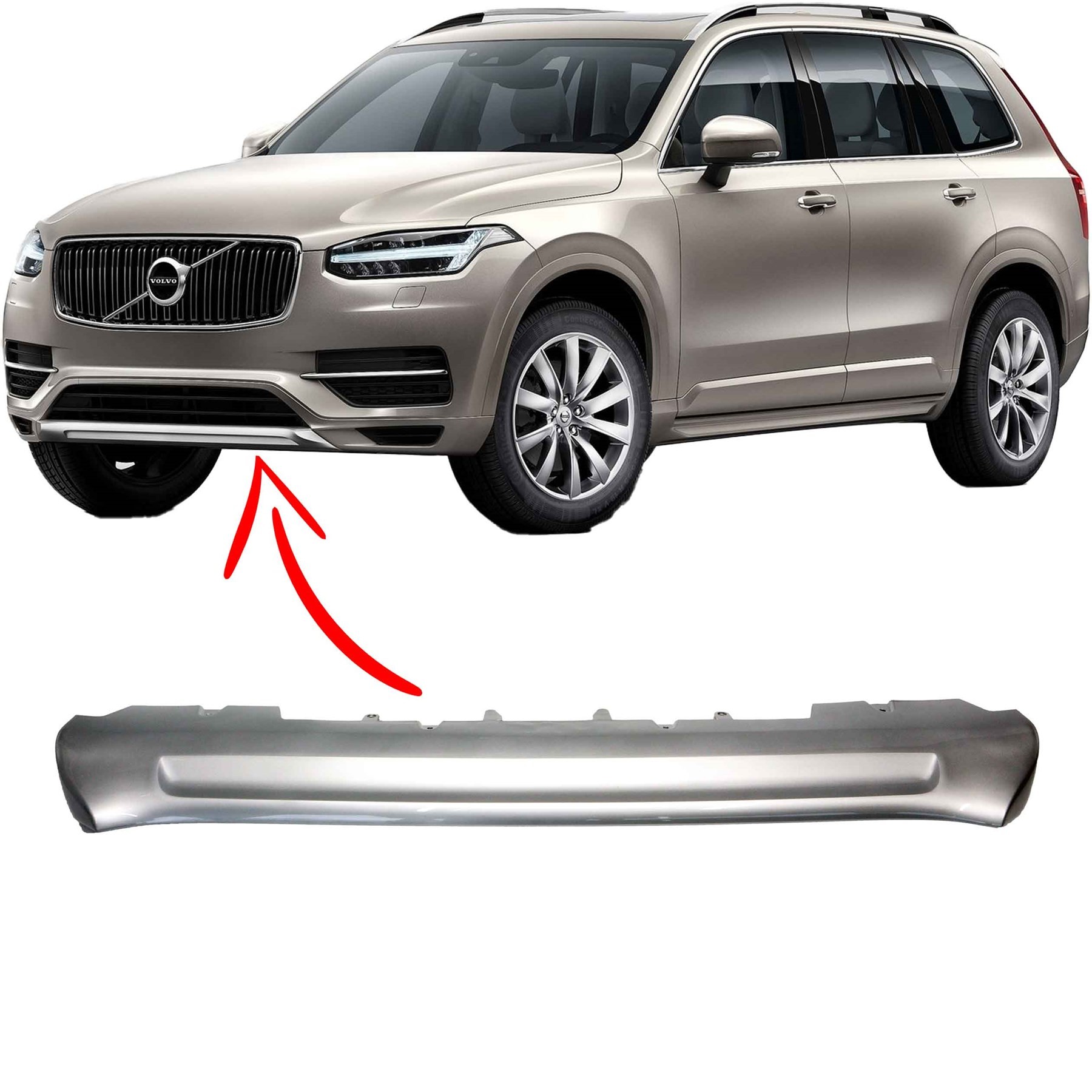 Volvo Xc90 Ön Tampon Alt Ek Gri Parça Spoiler 2015-2019