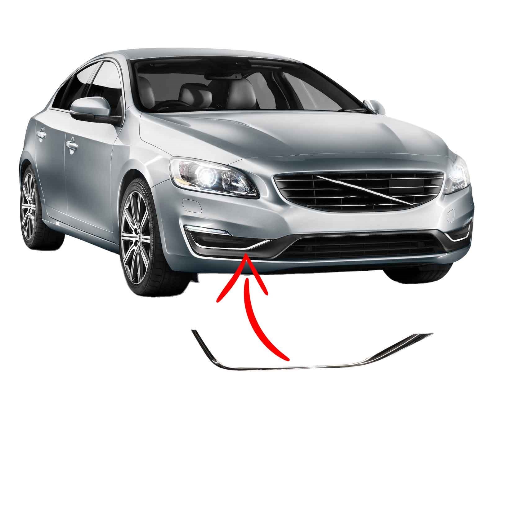 Volvo S60 V60 Ön Tampon Sis Kapağı Krom Çıtası 2014 2018 Sağ