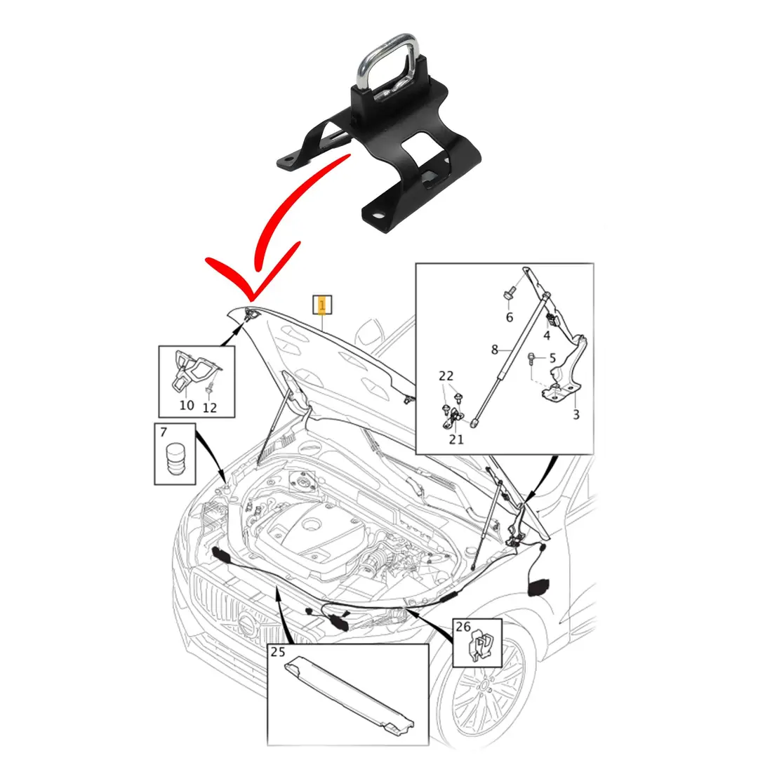Volvo Xc60 Kaput Kilit Karşılığı 2015 2025 Sağ-32219337
