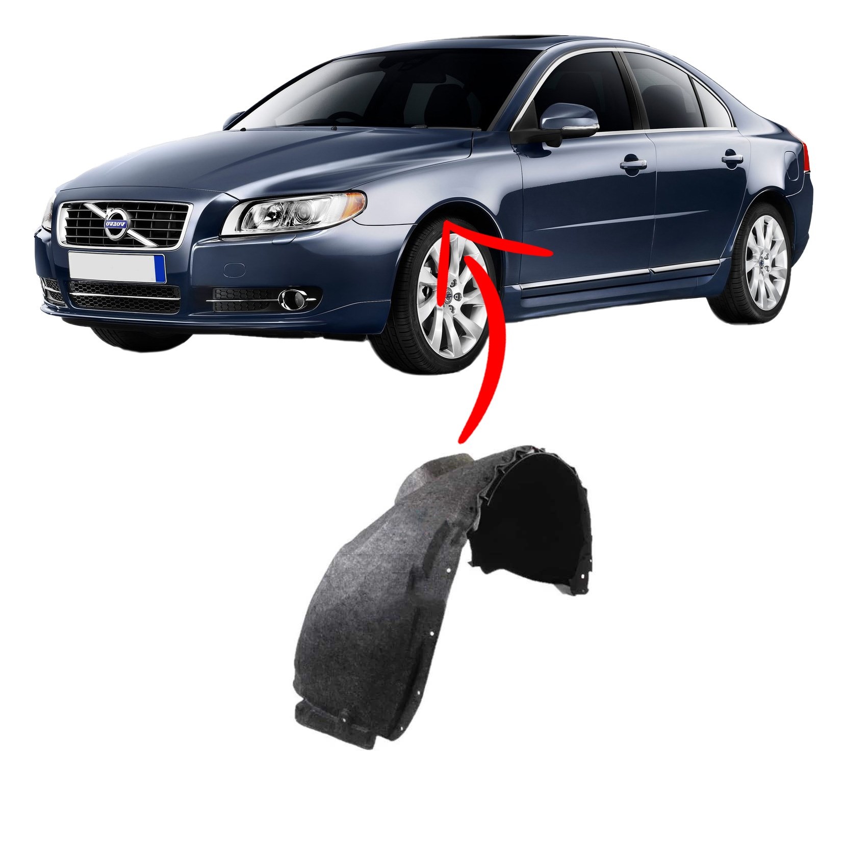 Volvo S80/V70 Sol Ön Çamurluk Davlumbazı 2007 2016 Keçe