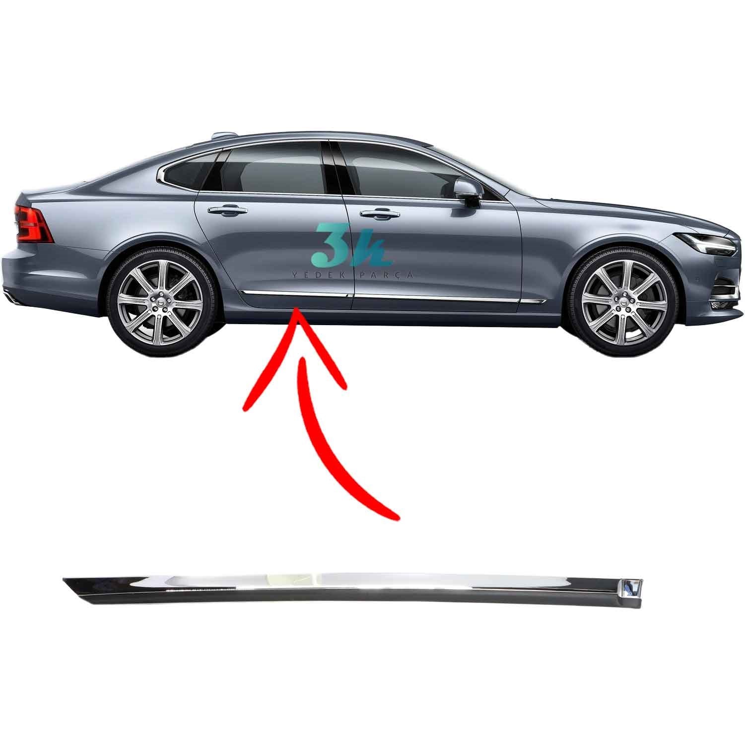 Volvo S90 V90 Kapı Çıtası Bandı Krom 2017 2024 Sağ Arka