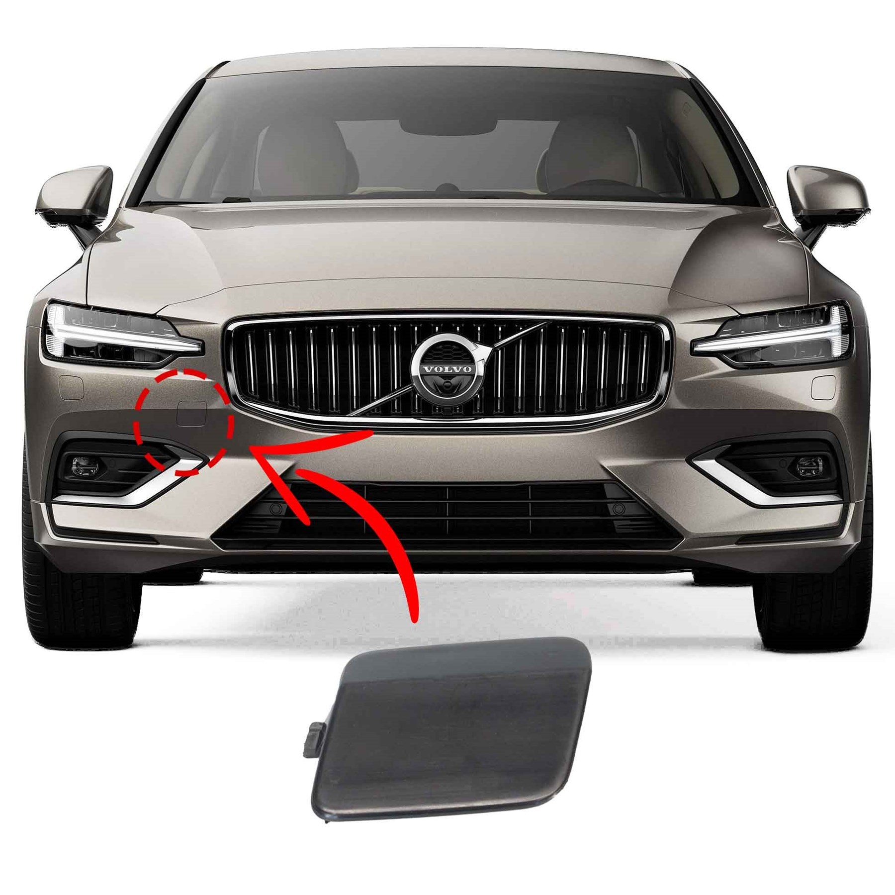Volvo S60 V60 Ön Tampon Çeki  Demir Kapağı 2019 - 2025