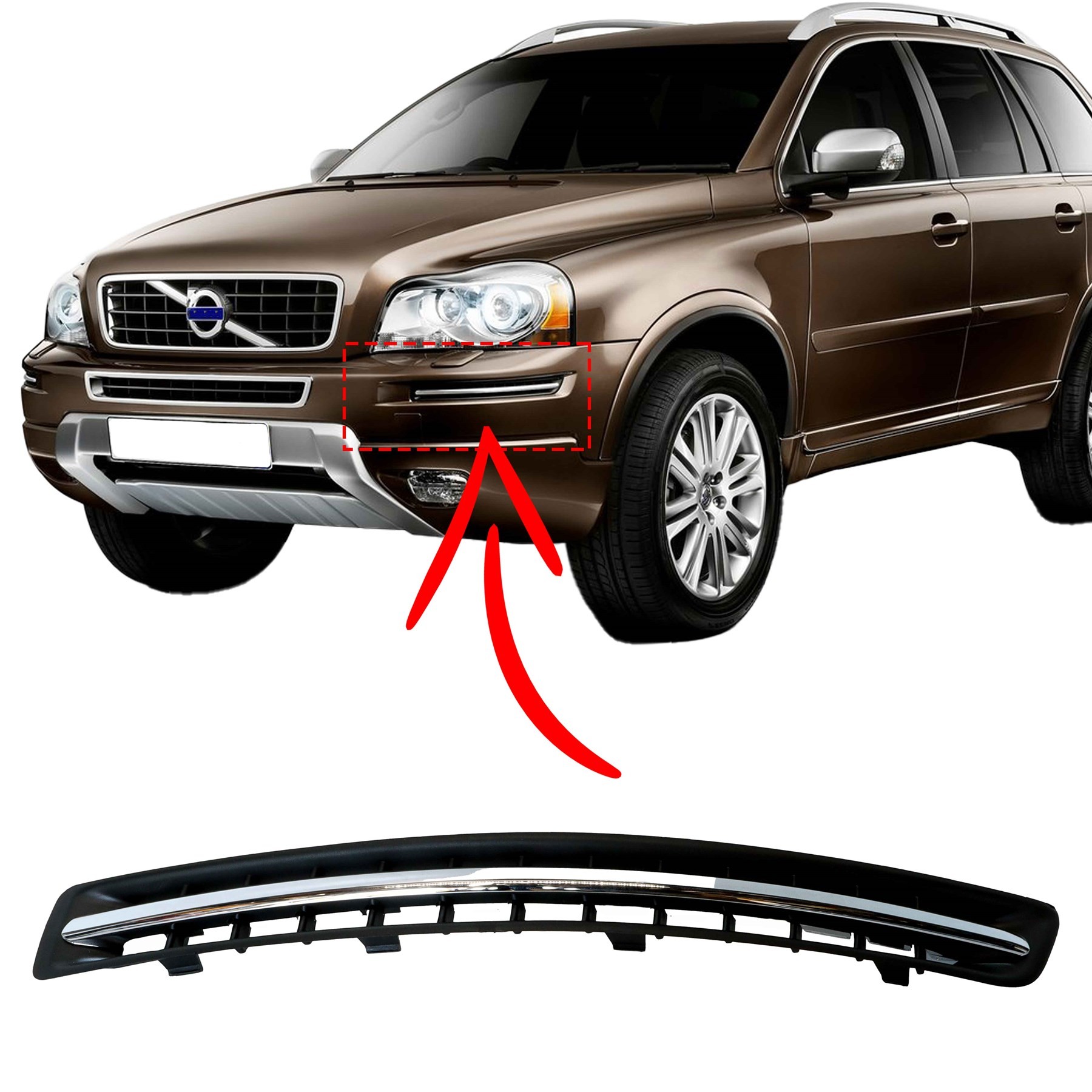 Volvo Xc90 Ön Tampon Izgara Kapak Kromlu 2007- Sol