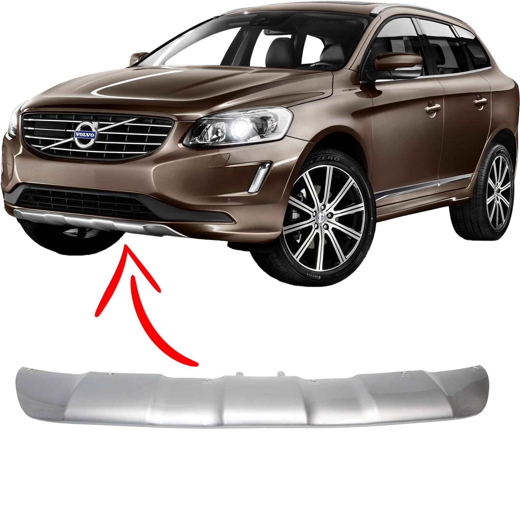 Volvo Xc60 Ön Tampon Alt Ek Gri Parça Spoiler 2014-2018