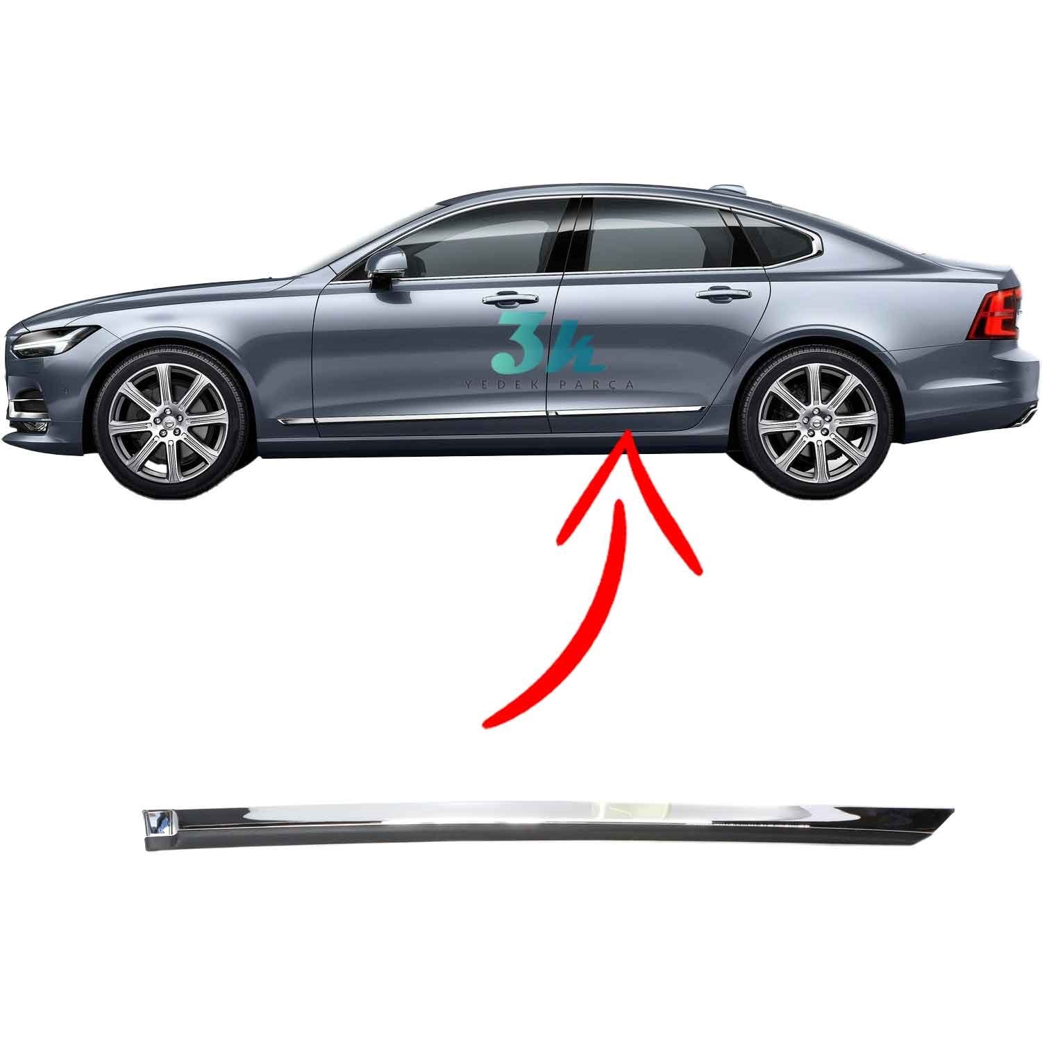 Volvo S90 V90 Kapı Çıtası Bandı Krom 2017 2024 Sol Arka