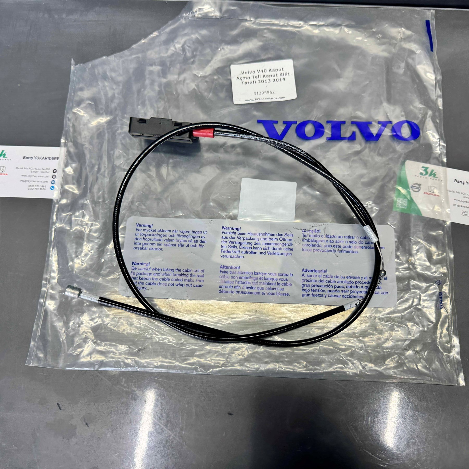 Volvo V40 Kaput Kilit Teli Halatı 2013-2019 31395562