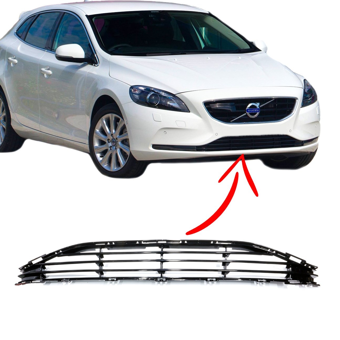 Volvo V40 Ön Tampon Alt Izgara Piano Black 2013 2019 Parlak Siyah