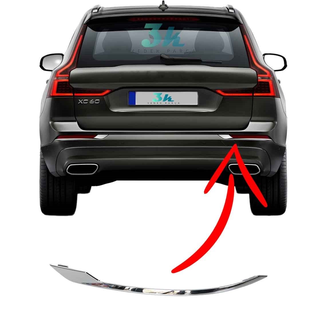 Volvo Xc60 Arka Tampon Krom Çıtası 2018-2025 Sağ