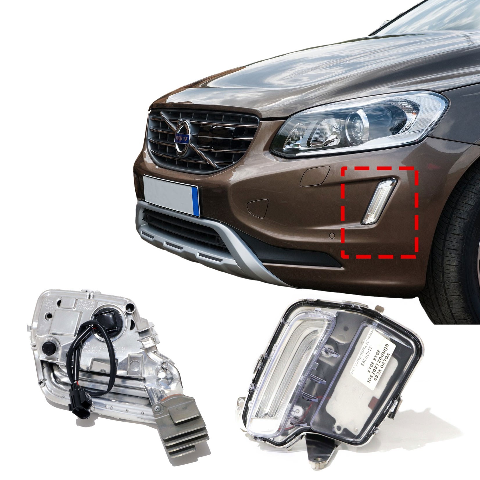 Volvo Xc60 Sol Gündüz Ledi Sis Farı Lambası 2014 2015 2016 2017