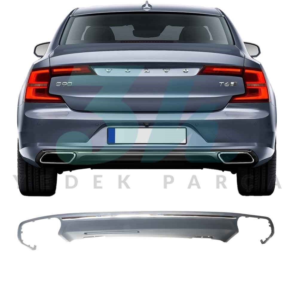 Volvo S90 Arka Tampon Eki Spoiler Krom Çıtalı Çift Egsoz 2017 2020