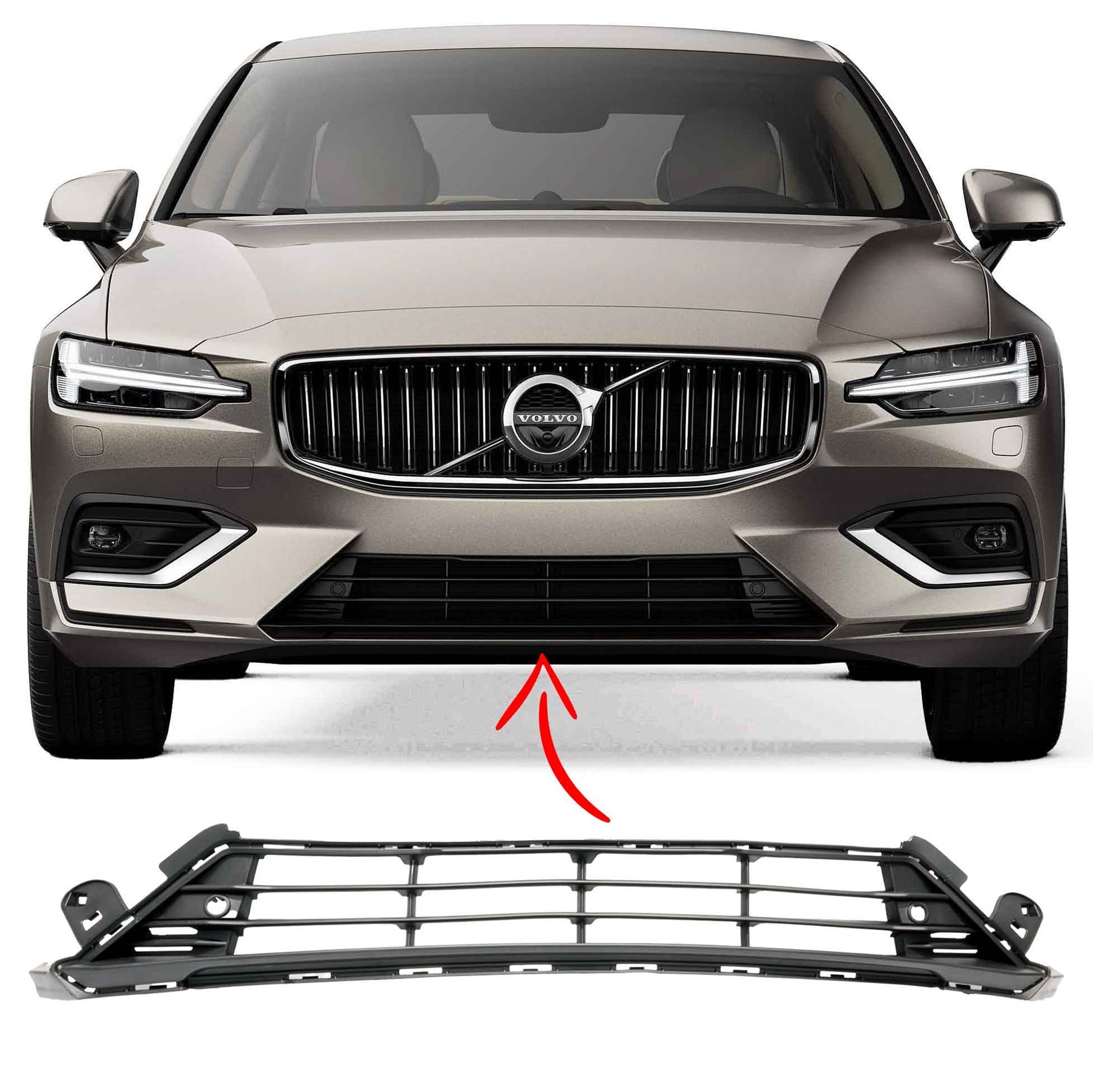Volvo S60 V60 Ön Tampon Alt Izgara Panjur 2019 2020 2021 2022