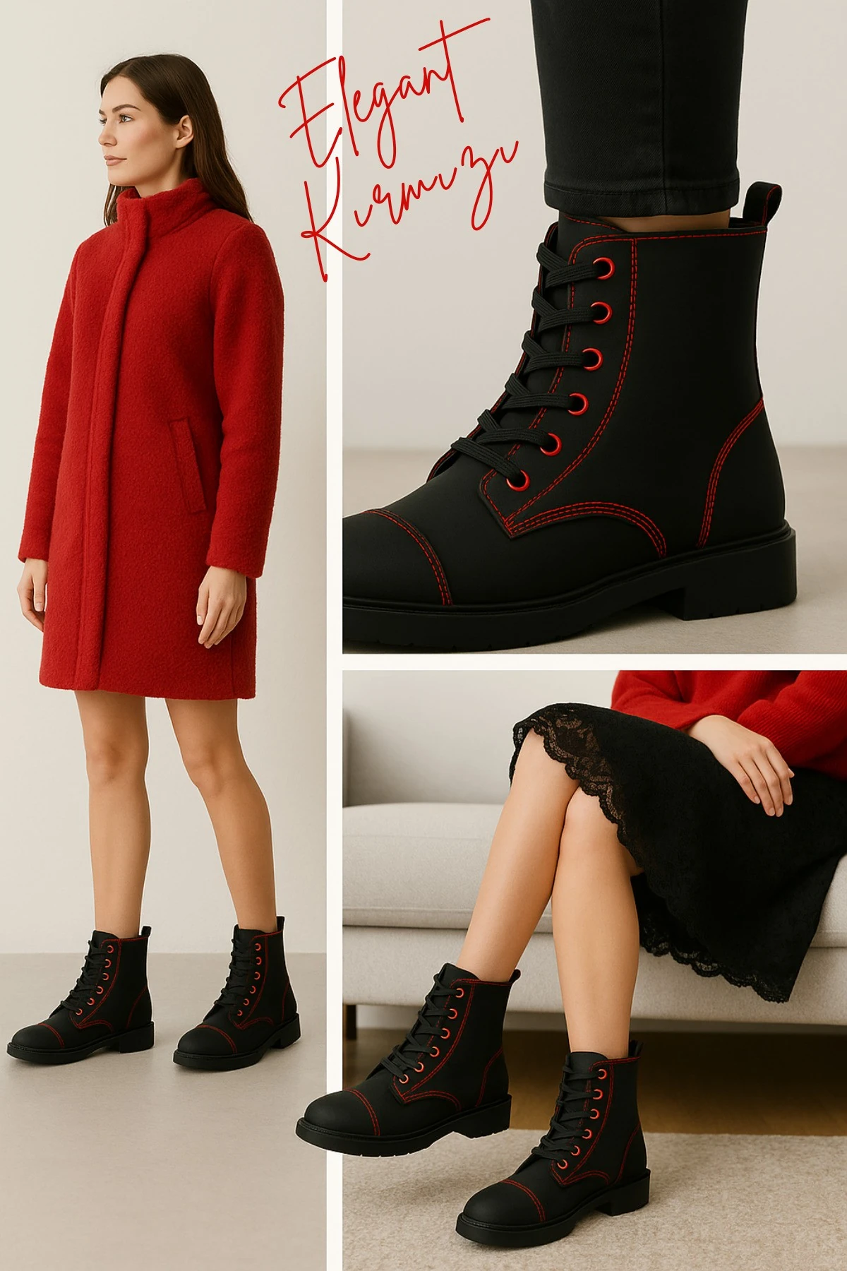 Hakiki Nubuk Deri Kadın Genç Kız Kışlık Fermuar Bağcıklı Renkli Poli Taban Bot Rahat Dayanıklı Okul