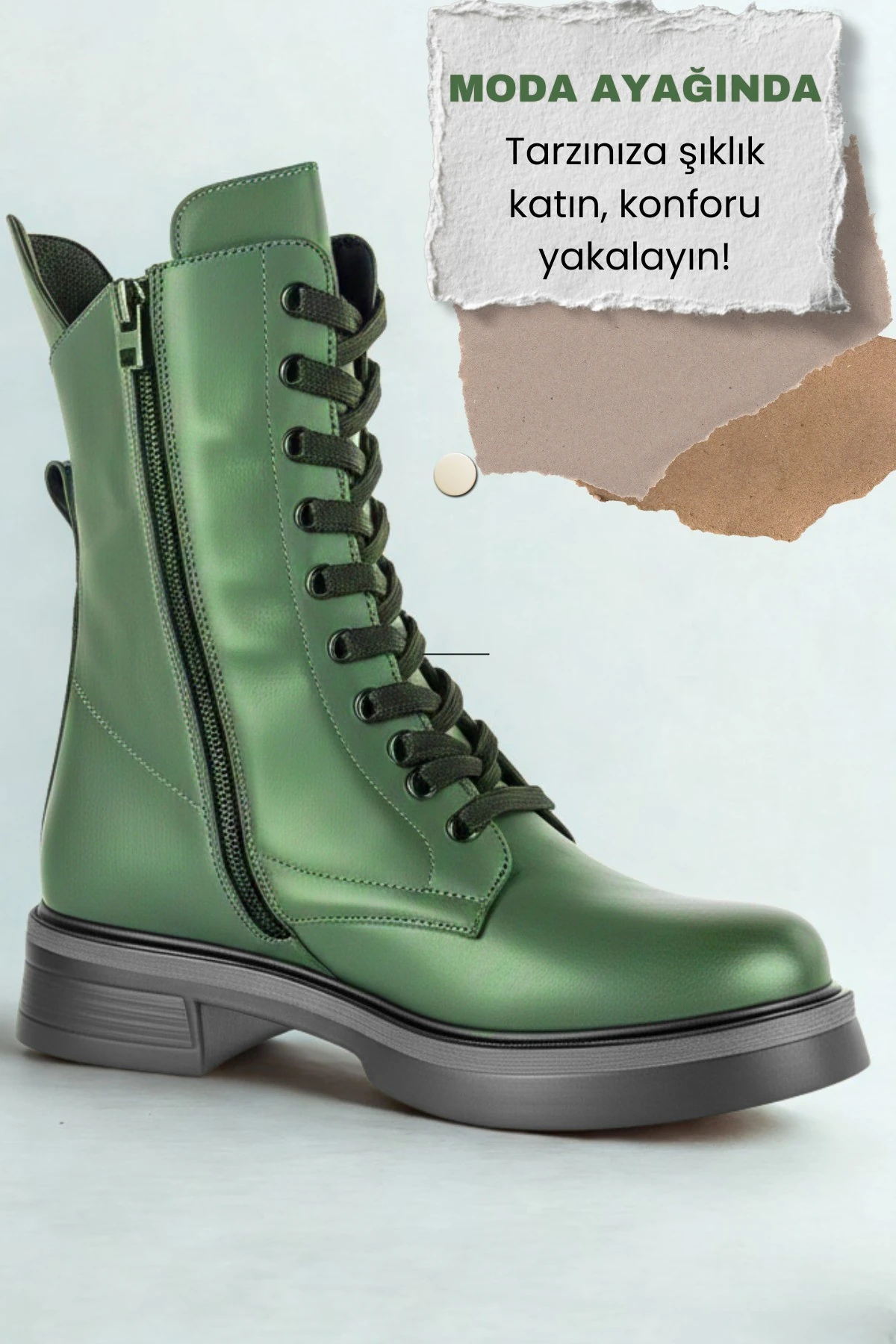 Kadın Kışlık Hakiki Deri Termo Tabanlı Fermuarlı Bağcıklı Şık ve Rahat Bot Su Geçirmez Konforlu