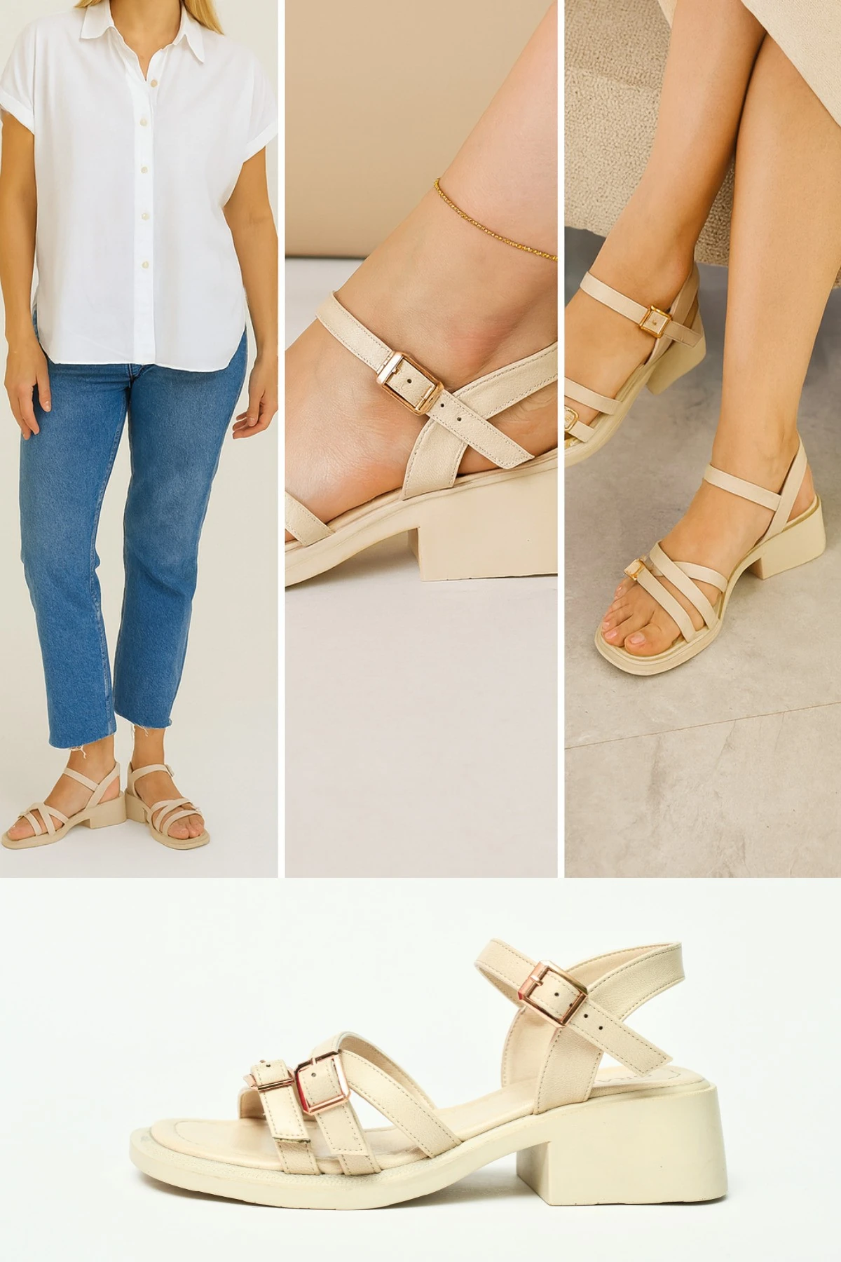 Kadın Yazlık Tokalı Sandalet düz Tabanlı Günlük Plaj Ofis Rahat Şık farklı renk ve model Ortepedik