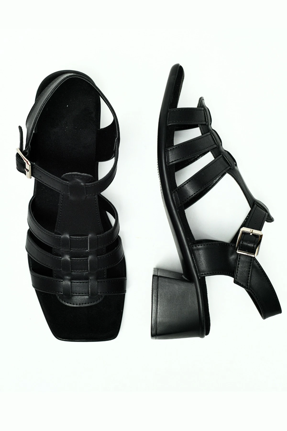 Kadın Yazlık Tokalı Sandalet düz Tabanlı Günlük Plaj Ofis Rahat Şık farklı renk ve model Ortepedik - siyah tek tokalı