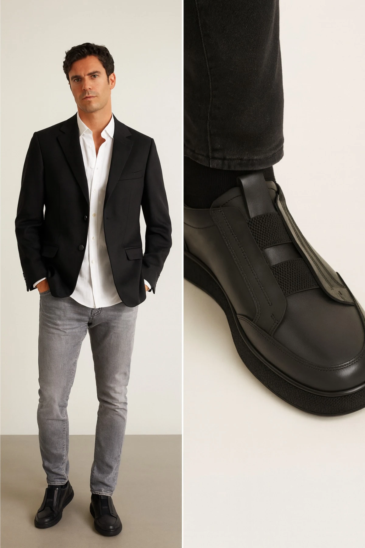 Erkek Siyah Klasik Hakiki Deri Ayakkabı Rahat Tabanlı Günlük Ofis Sneaker Bağcıksız Ortopedik Kaymaz Okul Casual