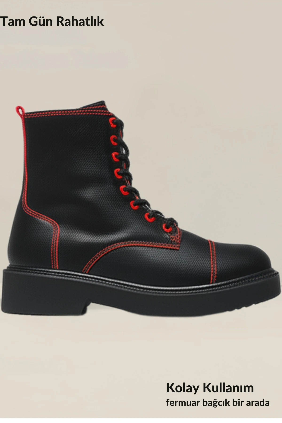 Hakiki Nubuk Deri Kadın Genç Kız Kışlık Fermuar Bağcıklı Renkli Poli Taban Bot Rahat Dayanıklı Okul