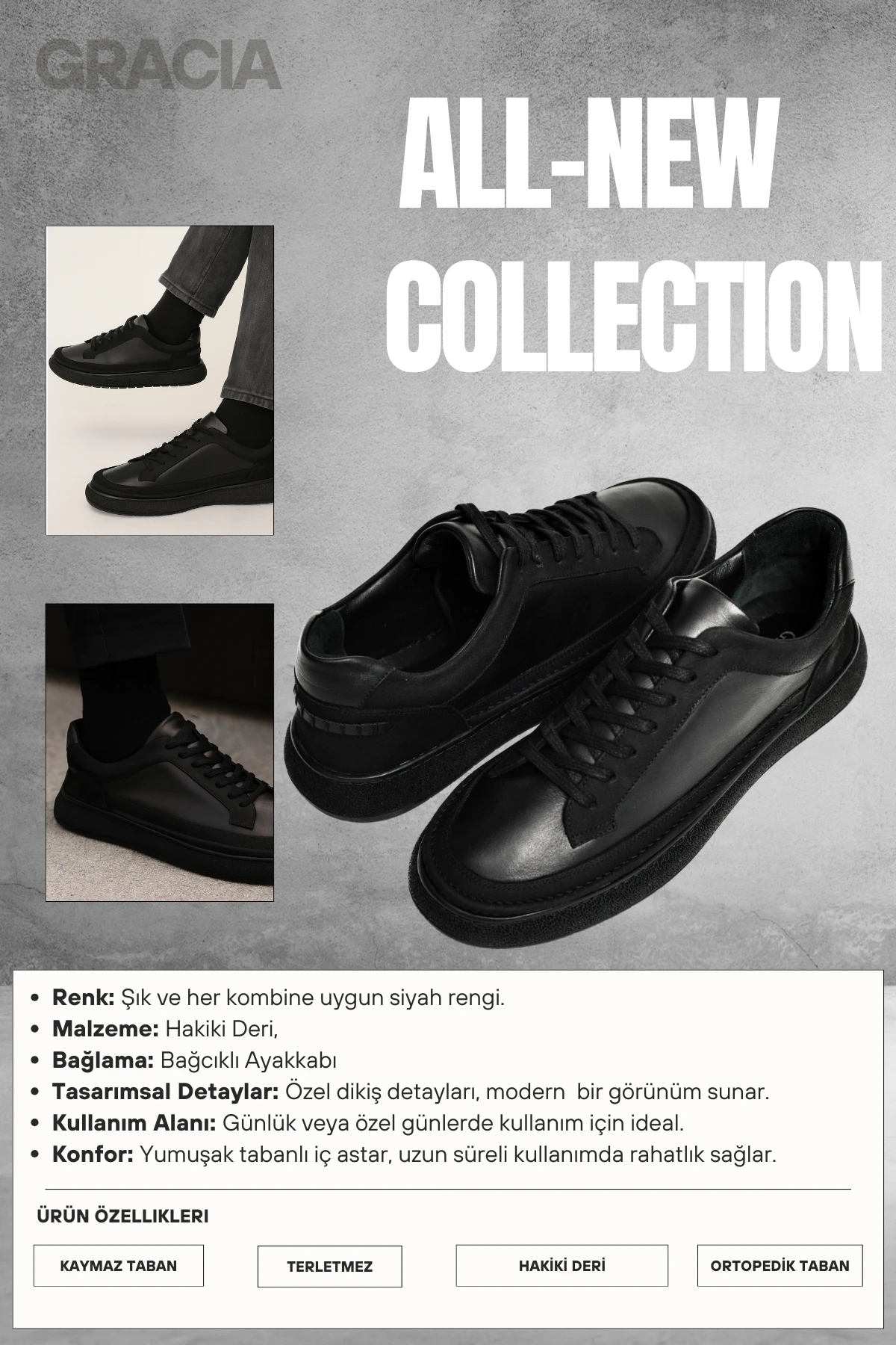 Erkek Casual Hakiki Deri Ayakkabı Rahat Taban Günlük Ofis Ortopedik Kaymaz Okul Sneakers Şık Klasik