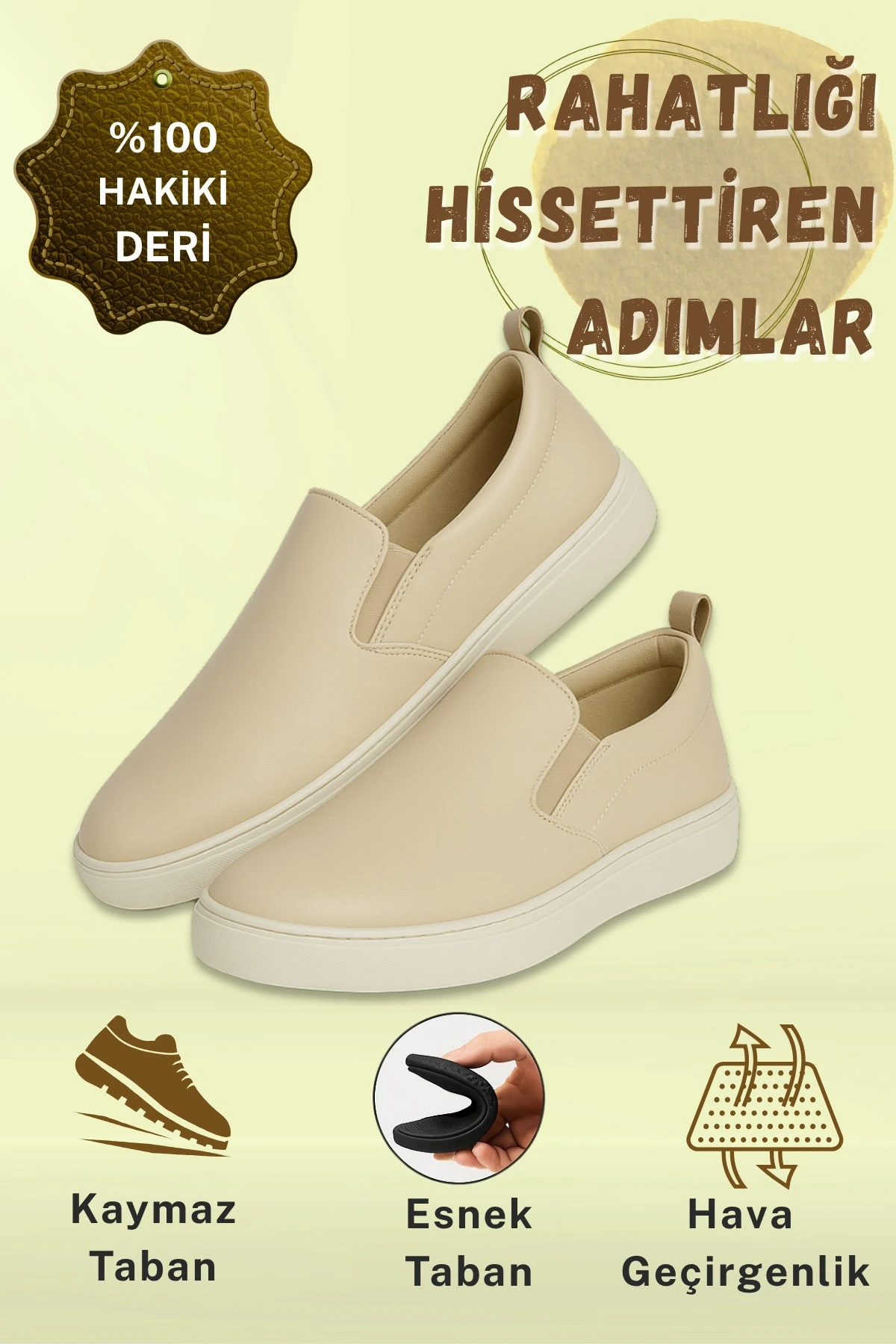 El Yapımı Hakiki Deri krem Kadın Hafif Esnek Rahat Şık yürüyüş ortapedik İş Ofis Günlük Ayakkabı