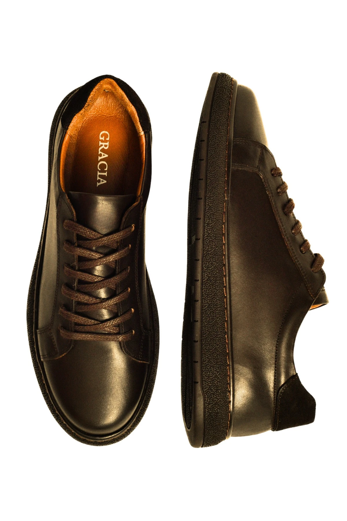 Erkek Sneakers Hakiki Deri Ayakkabı Rahat Tabanlı Günlük Ofis Ortopedik Kaymaz Okul Casual Şık - kahverengi